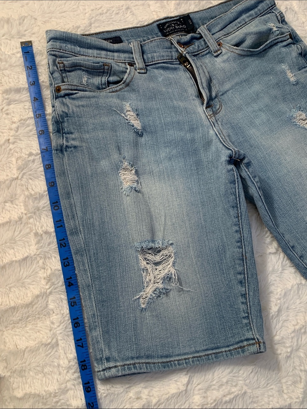 Lucky Brand Light Wash Distressed Denim Bermuda Shorts - Picture 8 of 9